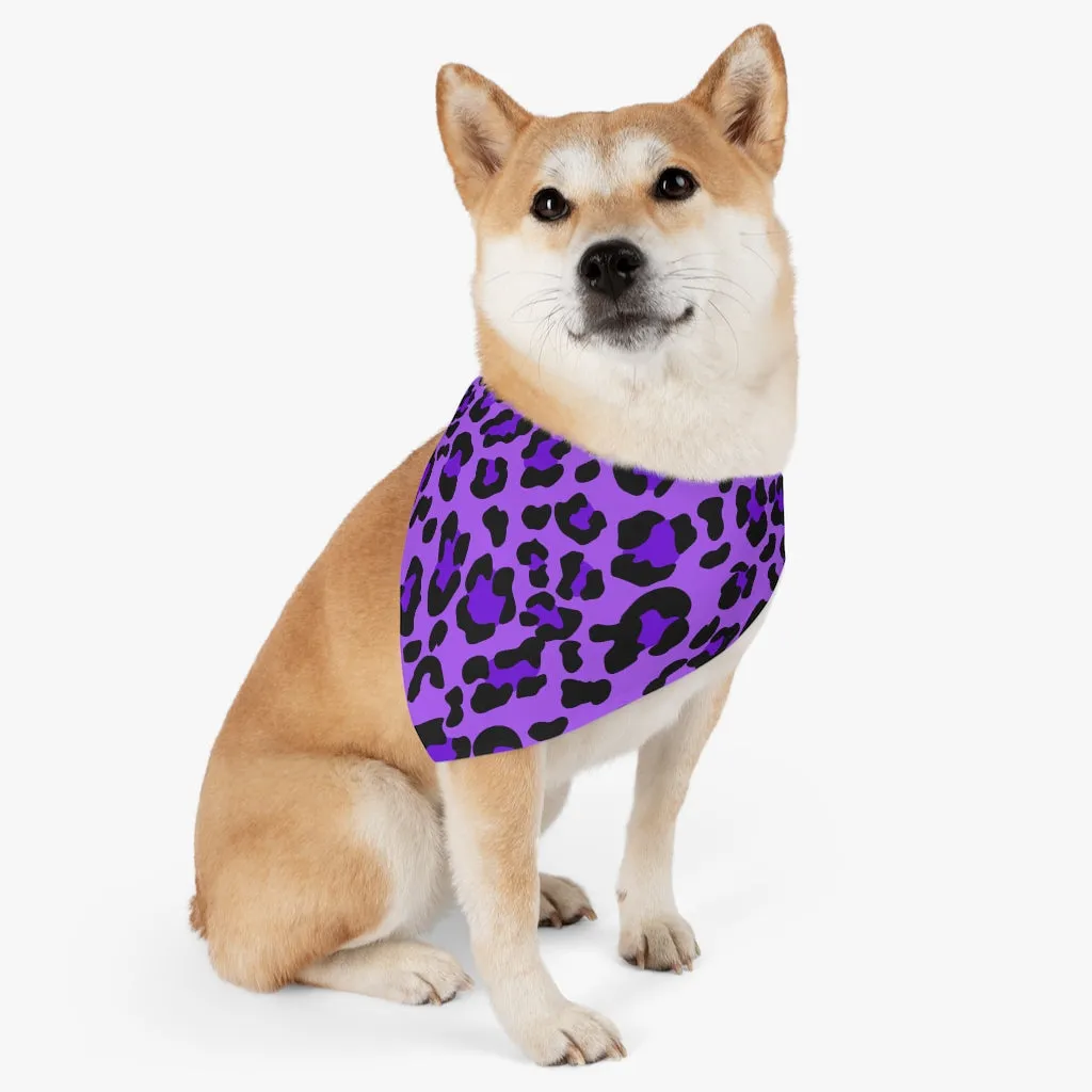 Purple Leopard Print Pet Bandana Collar