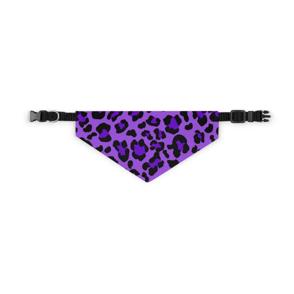 Purple Leopard Print Pet Bandana Collar