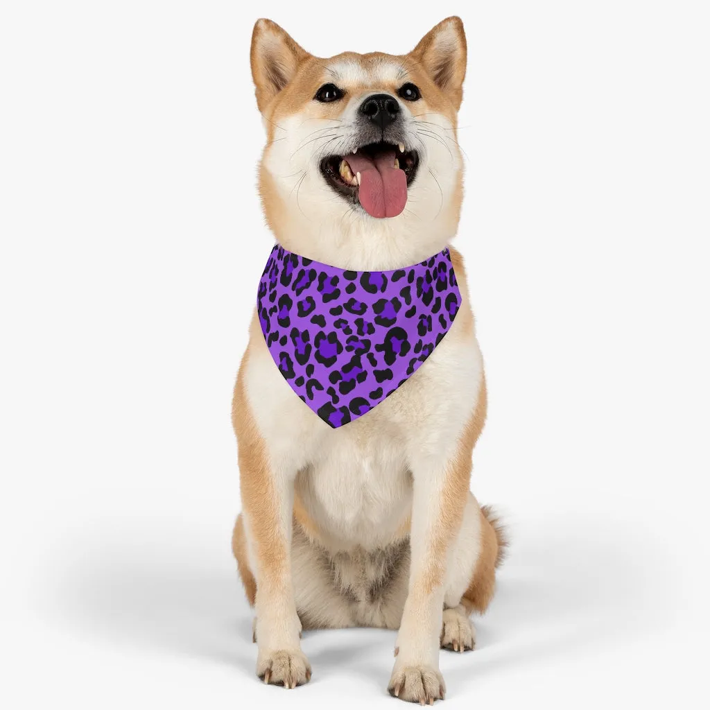Purple Leopard Print Pet Bandana Collar