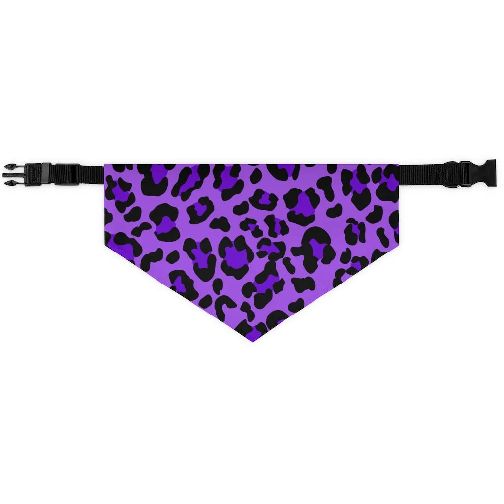 Purple Leopard Print Pet Bandana Collar