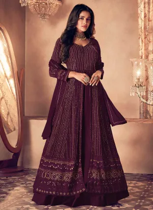 Purple Sequin Embroidered Slit Style Lehenga