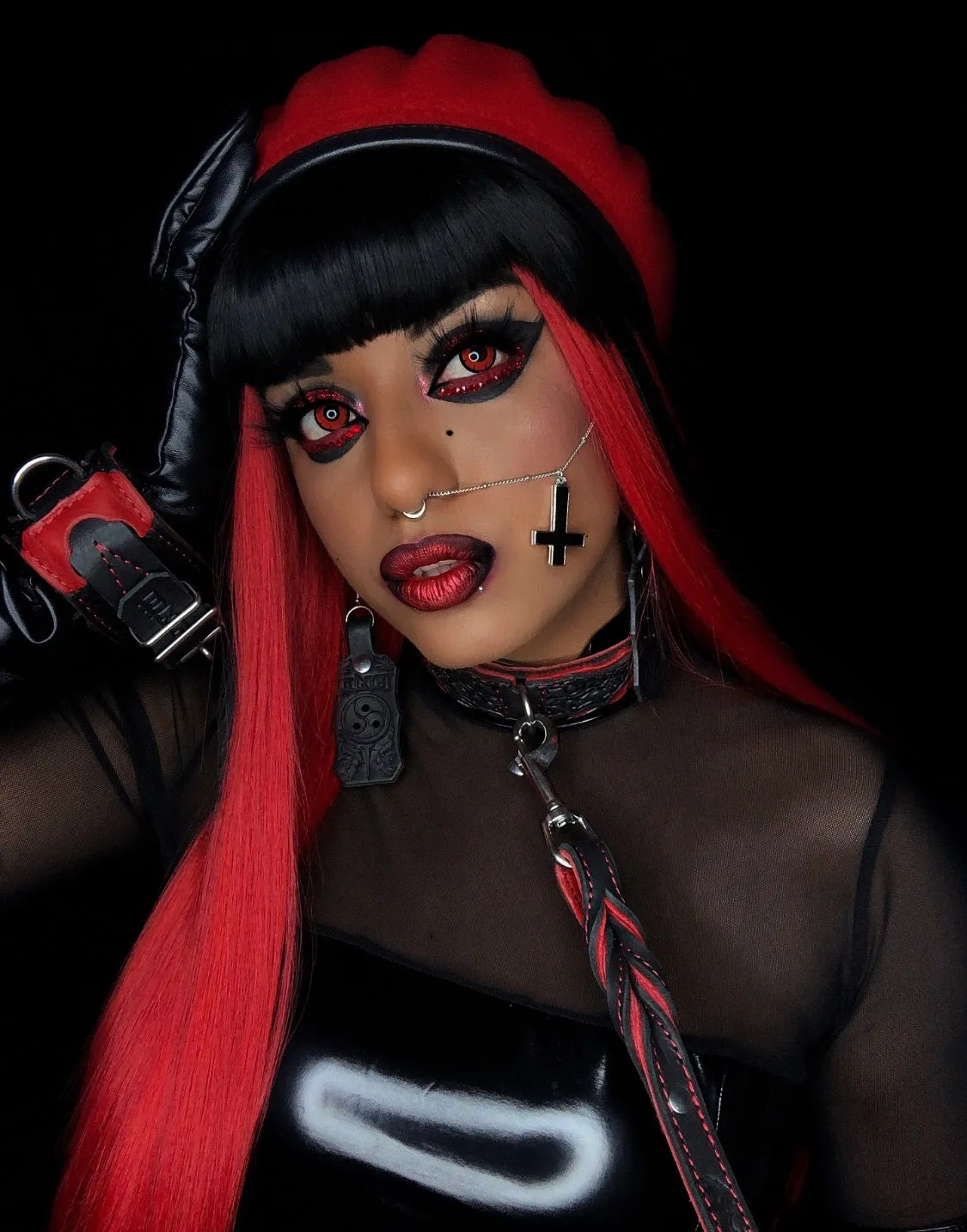 "Carnal Sins" Bloody Locking Bondage Leather Collar