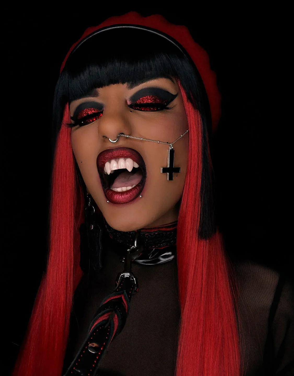 "Carnal Sins" Bloody Locking Bondage Leather Collar