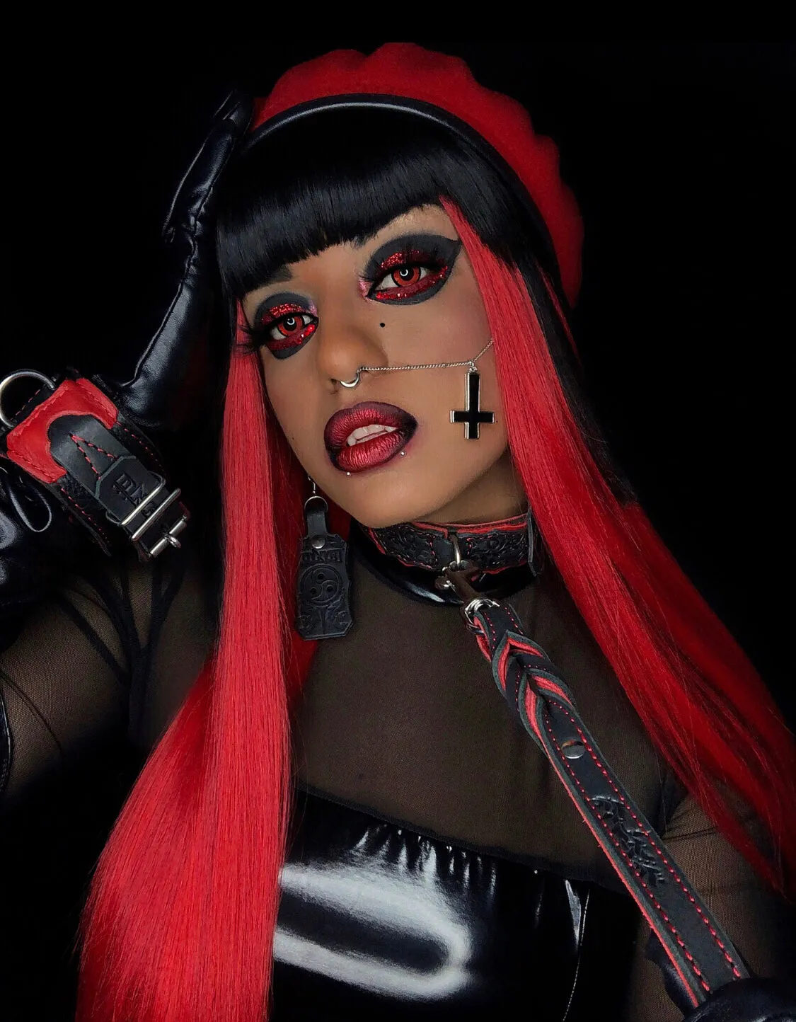 "Carnal Sins" Bloody Locking Bondage Leather Collar