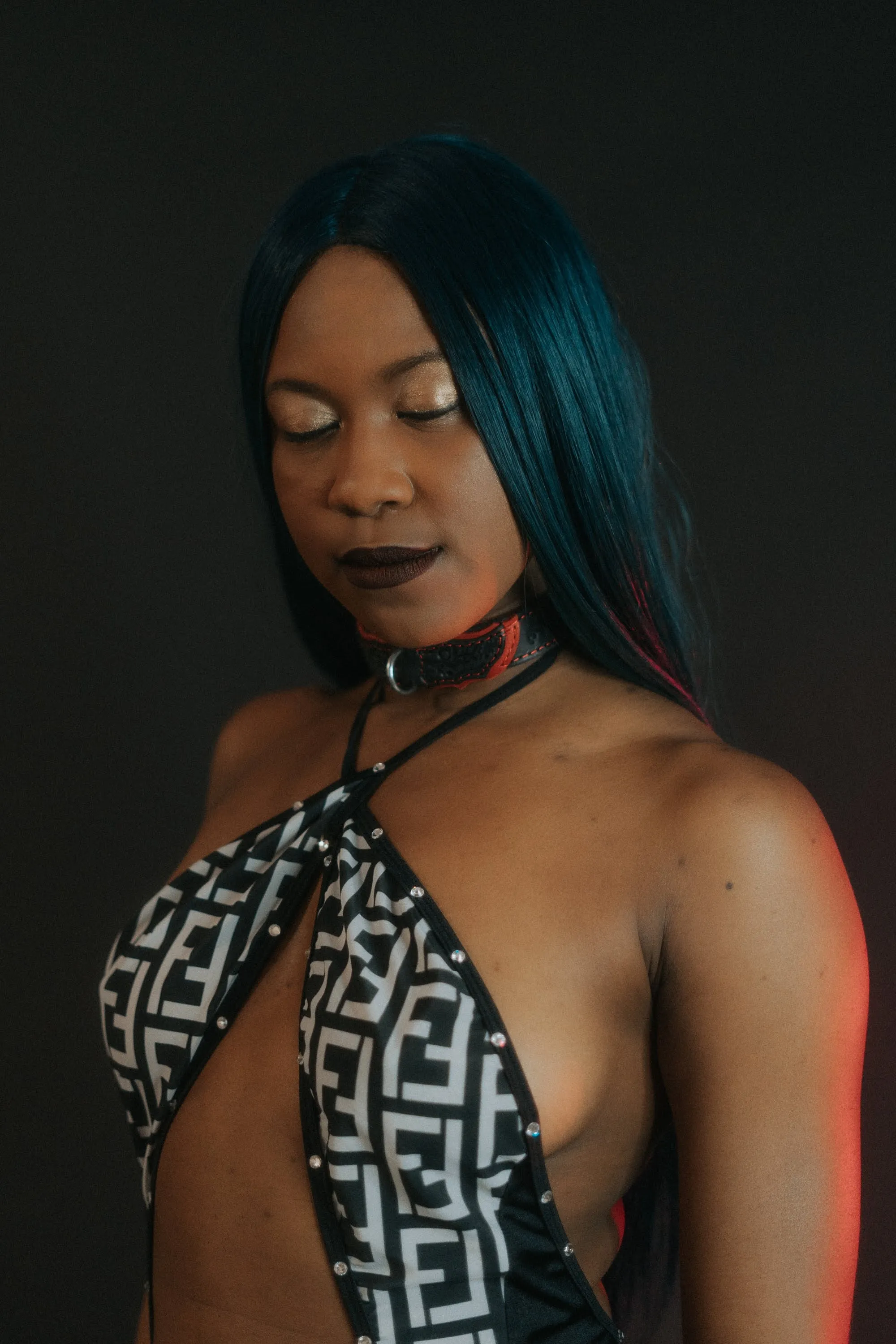 "Carnal Sins" Bloody Locking Bondage Leather Collar