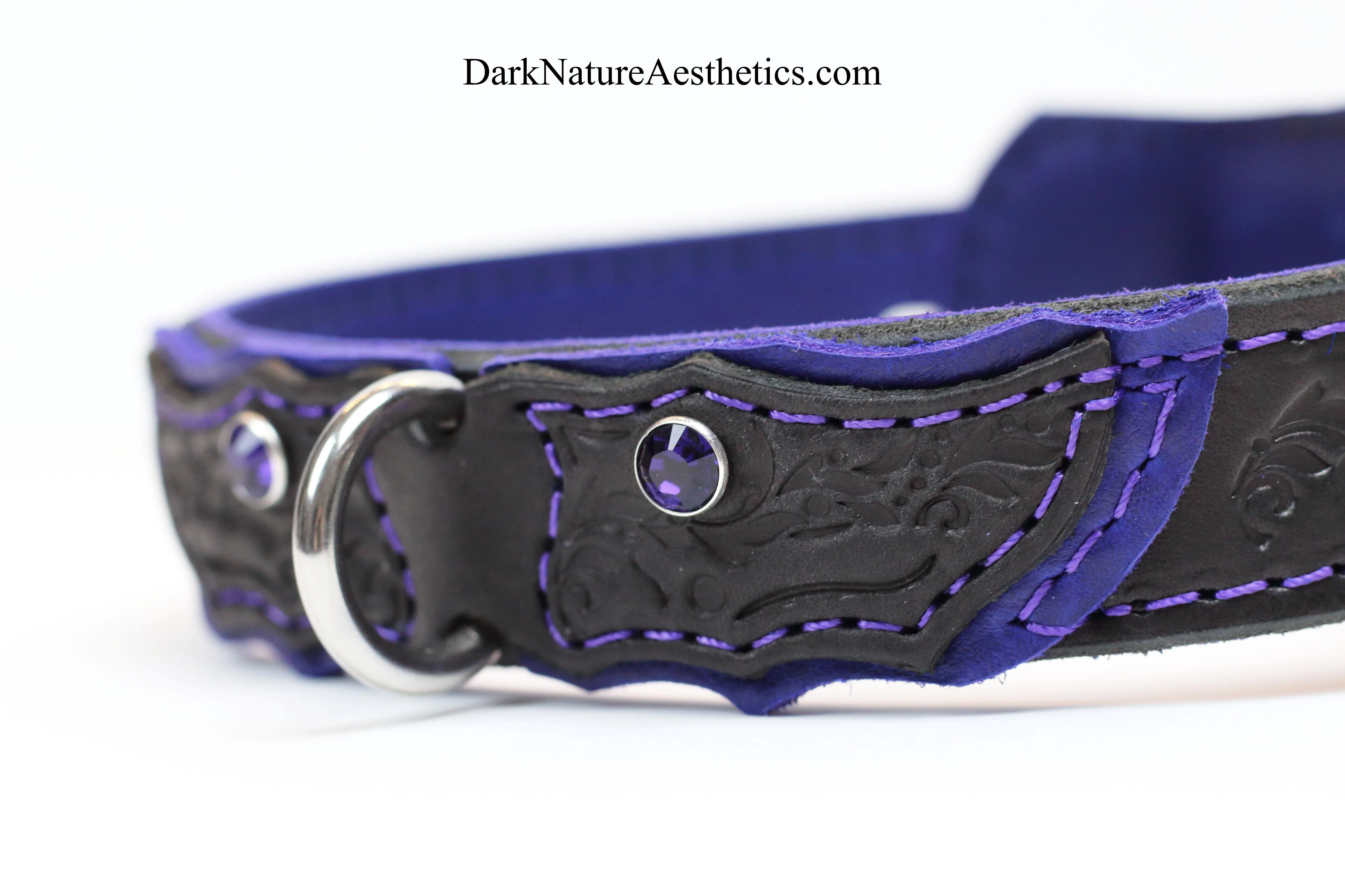 "Carnal Sins" Purple Locking Bondage Leather Collar