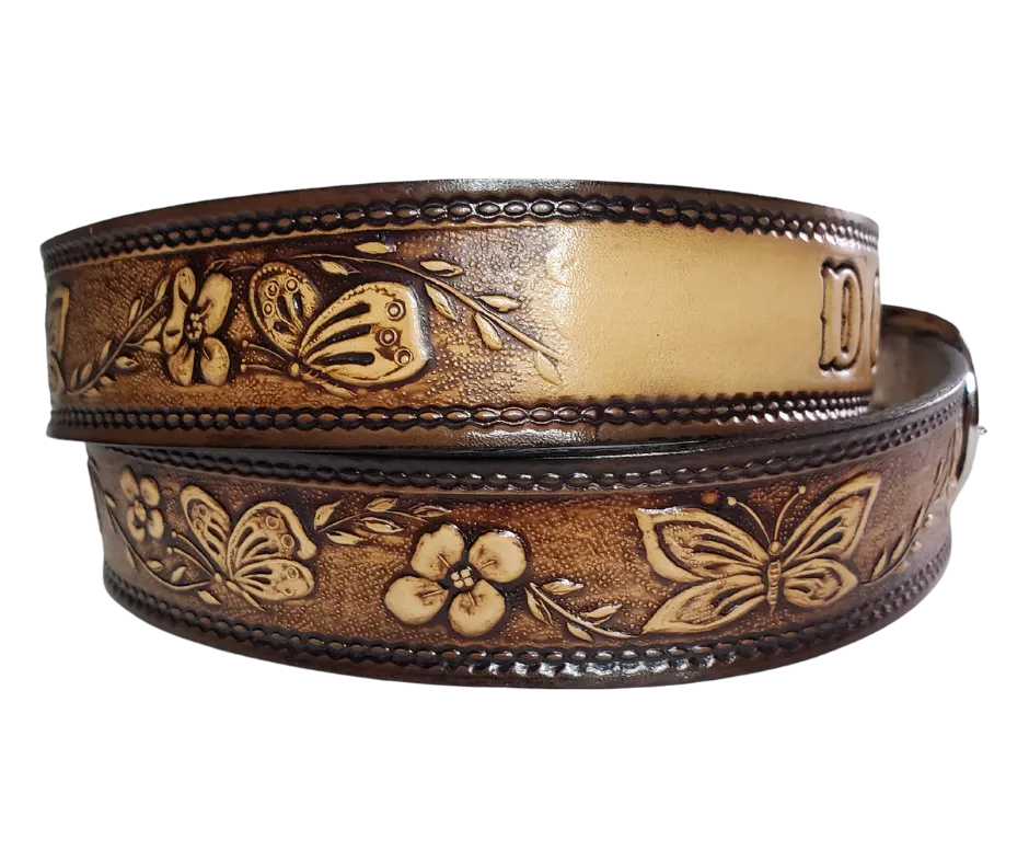 "Lil Flowers & Butterfly" KIDS NAME Belt "Quick Ship"