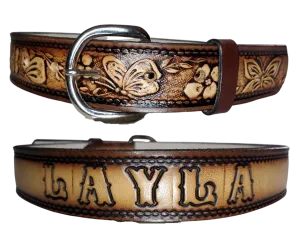 "Lil Flowers & Butterfly" KIDS NAME Belt "Quick Ship"