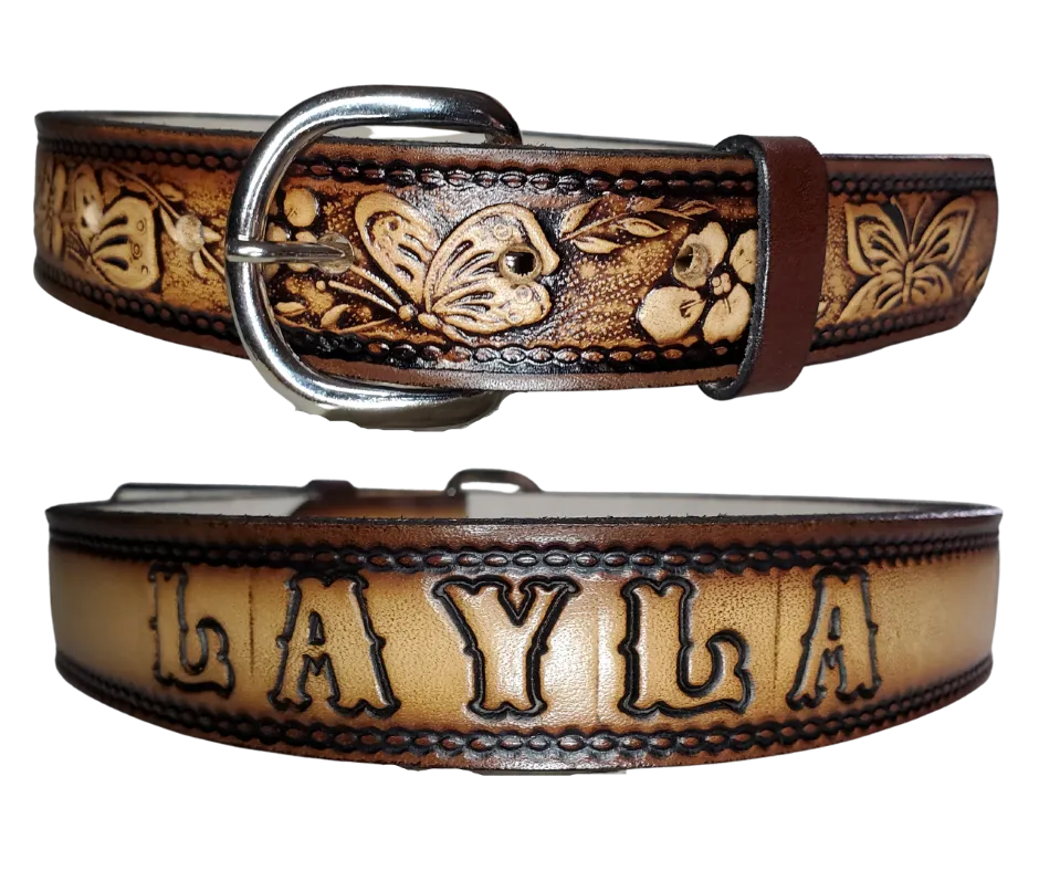"Lil Flowers & Butterfly" KIDS NAME Belt "Quick Ship"
