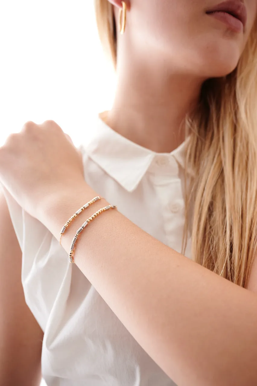 "Morse Code" Series RESCUE Bracelet on Adjustable 14K Gold Chain