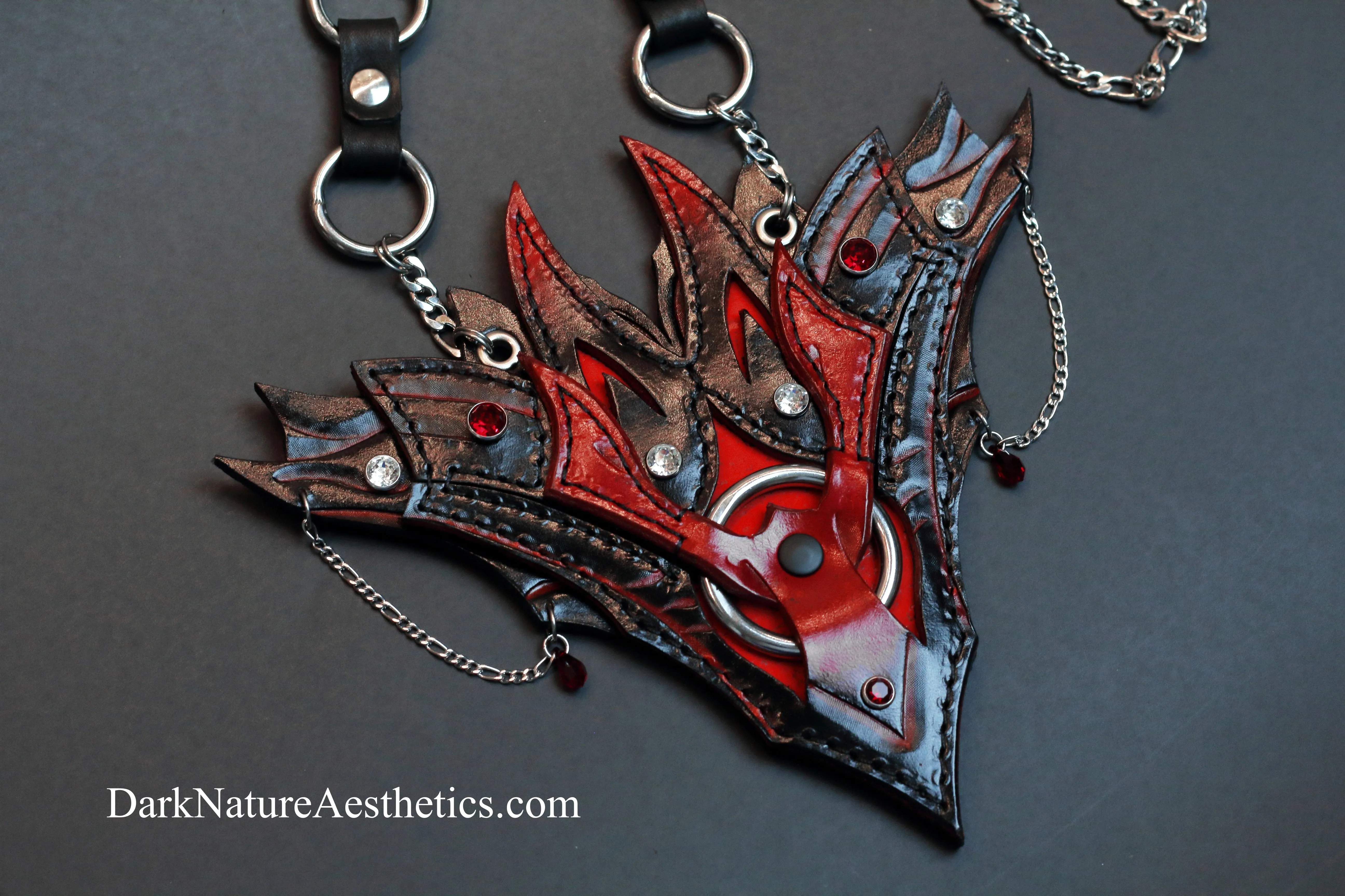 "Obsession" Red/Black Leather Necklace