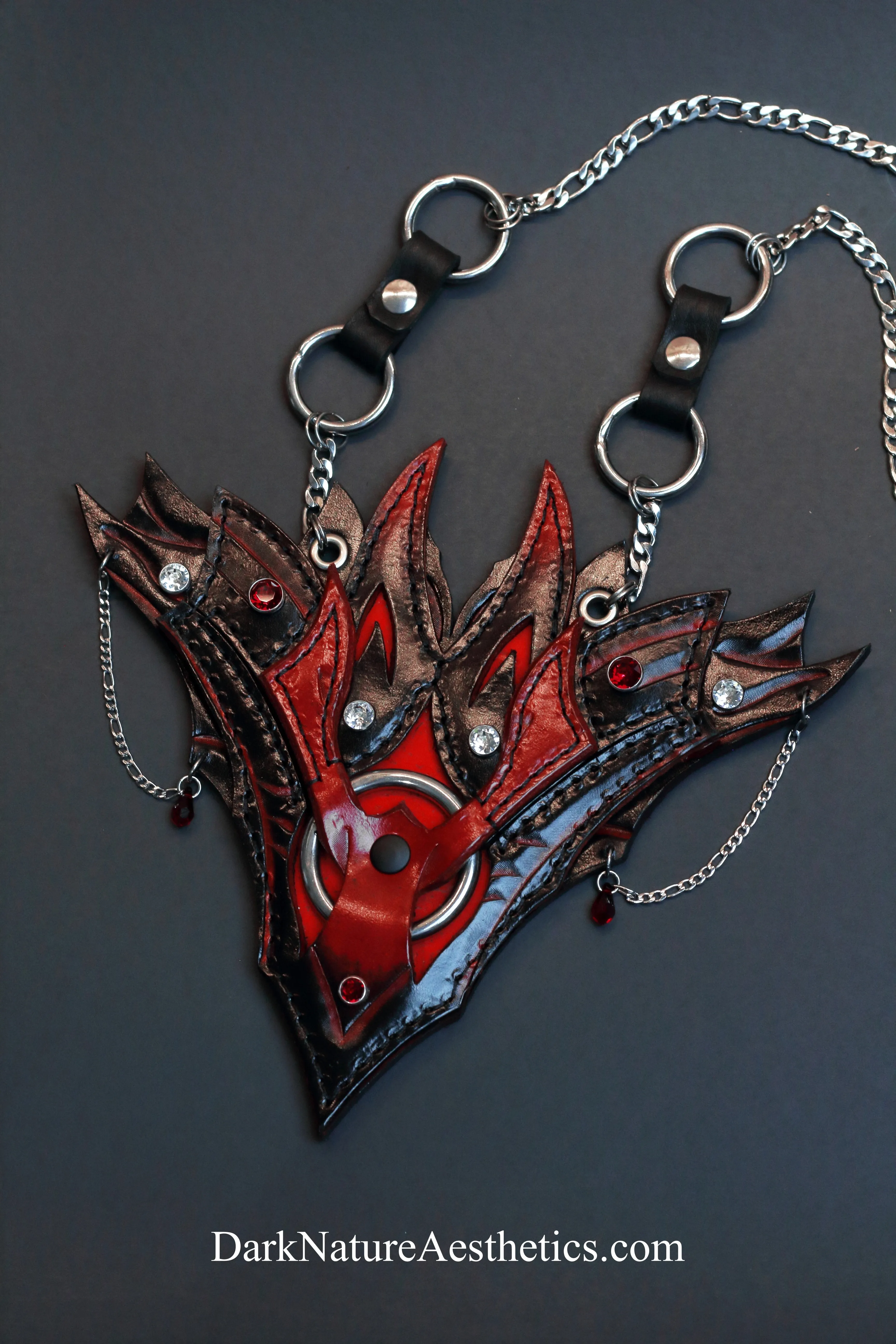 "Obsession" Red/Black Leather Necklace
