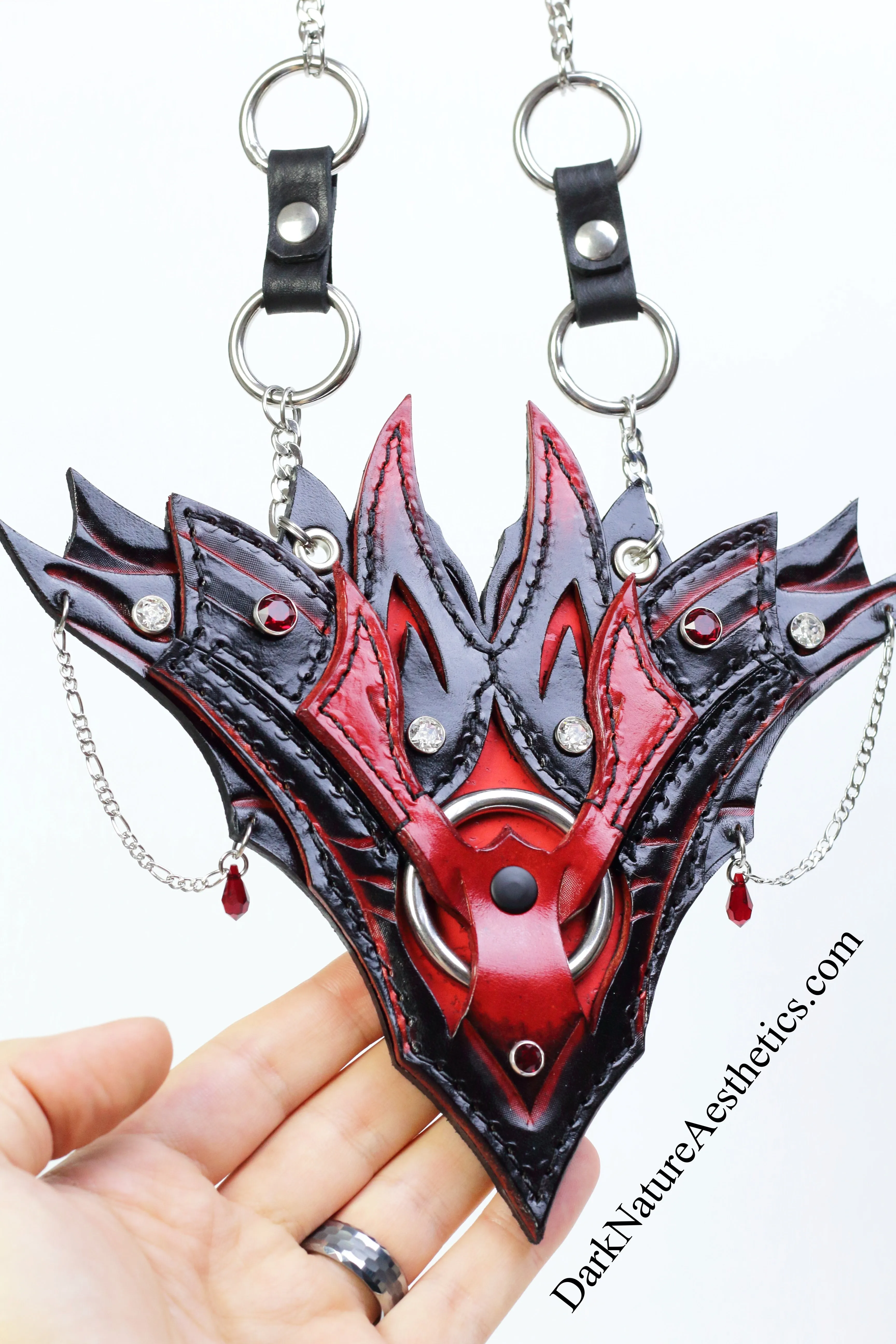 "Obsession" Red/Black Leather Necklace