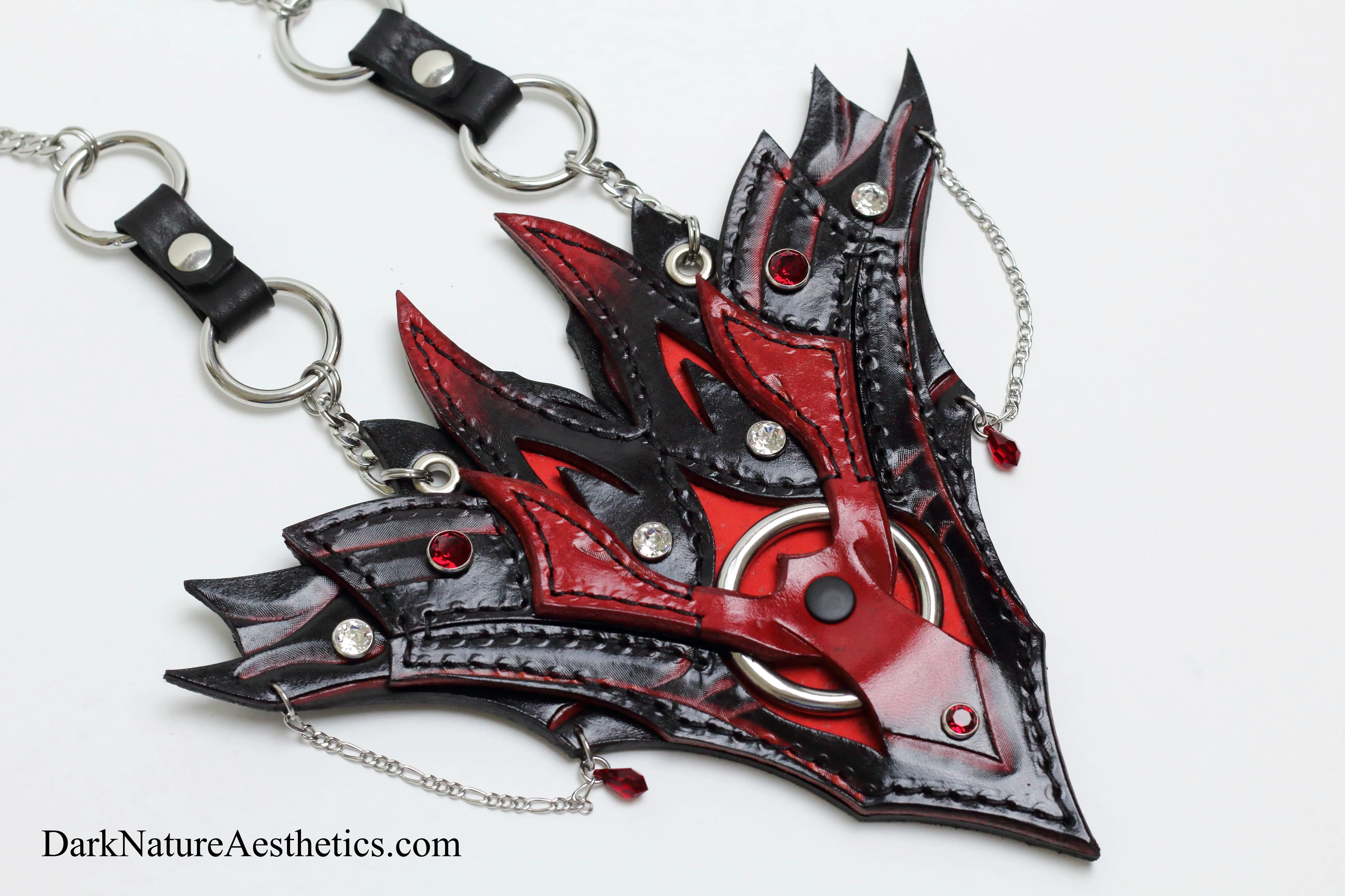 "Obsession" Red/Black Leather Necklace