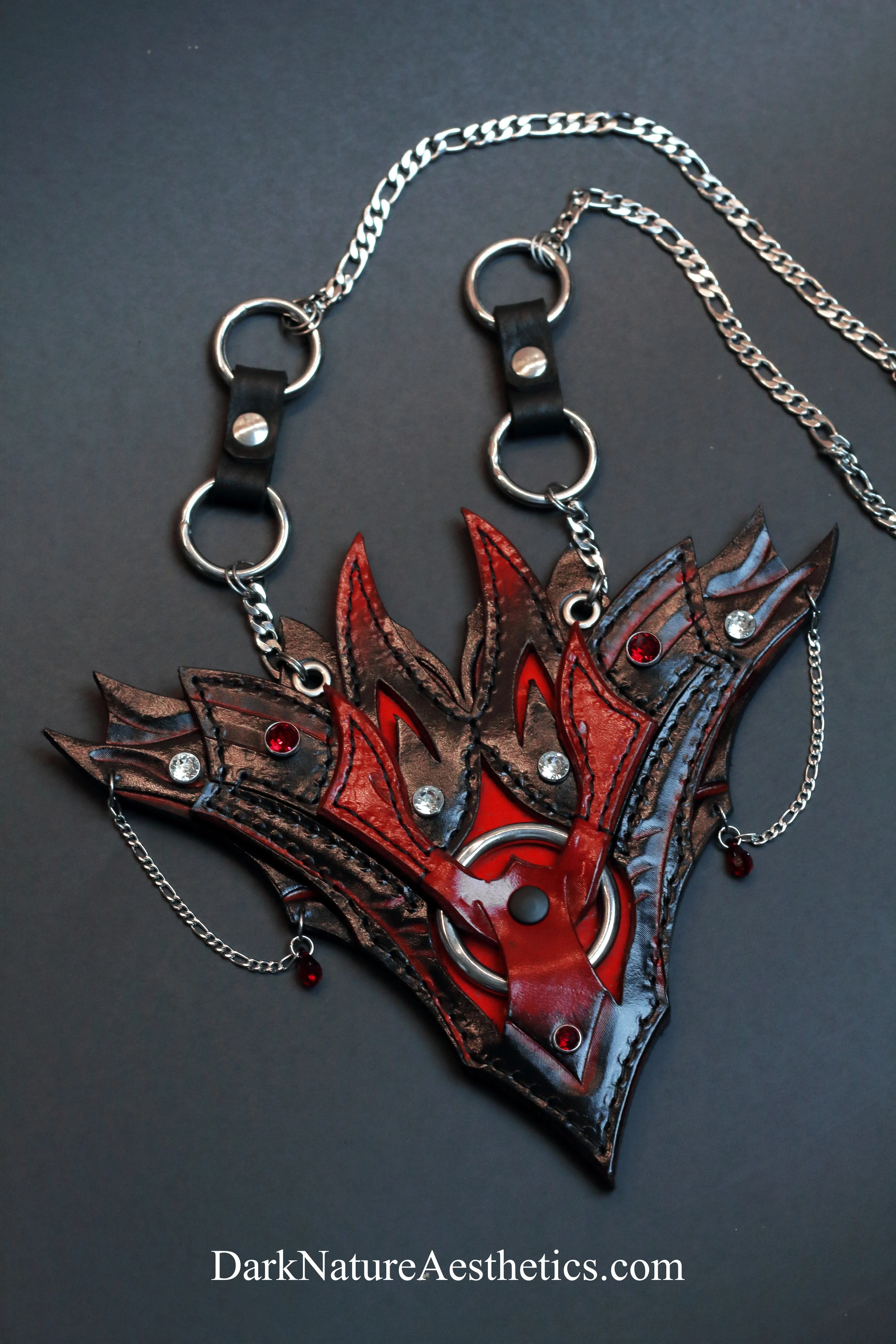 "Obsession" Red/Black Leather Necklace