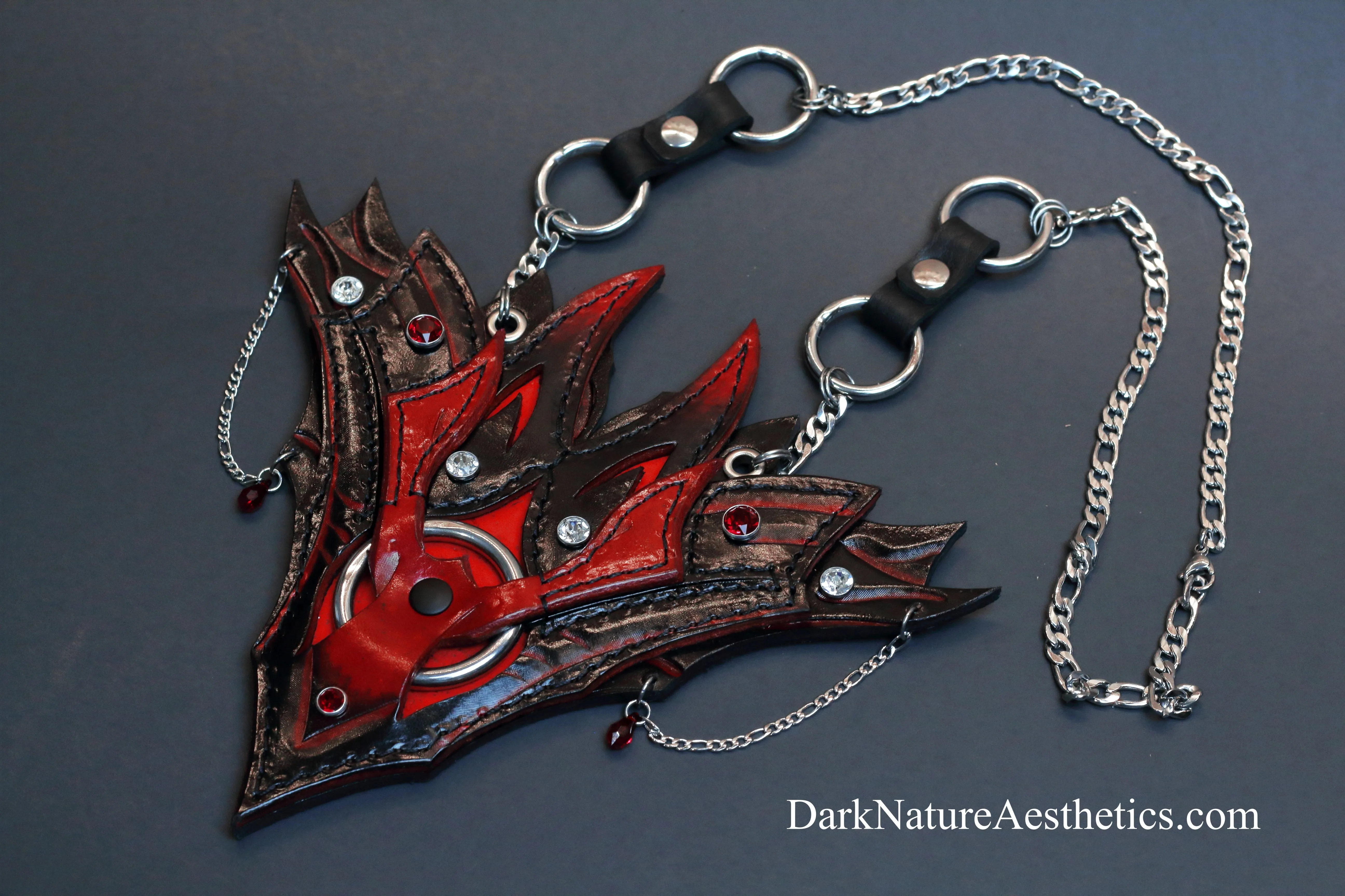 "Obsession" Red/Black Leather Necklace