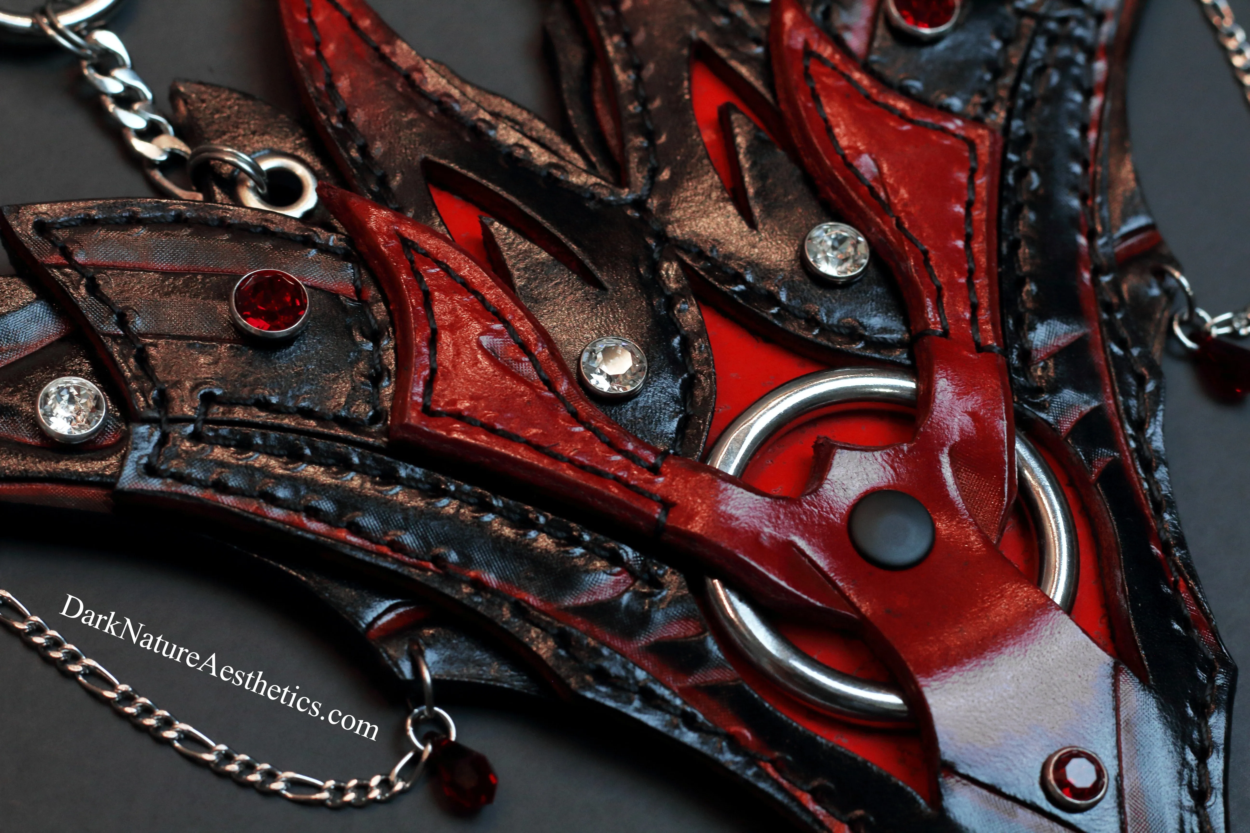 "Obsession" Red/Black Leather Necklace