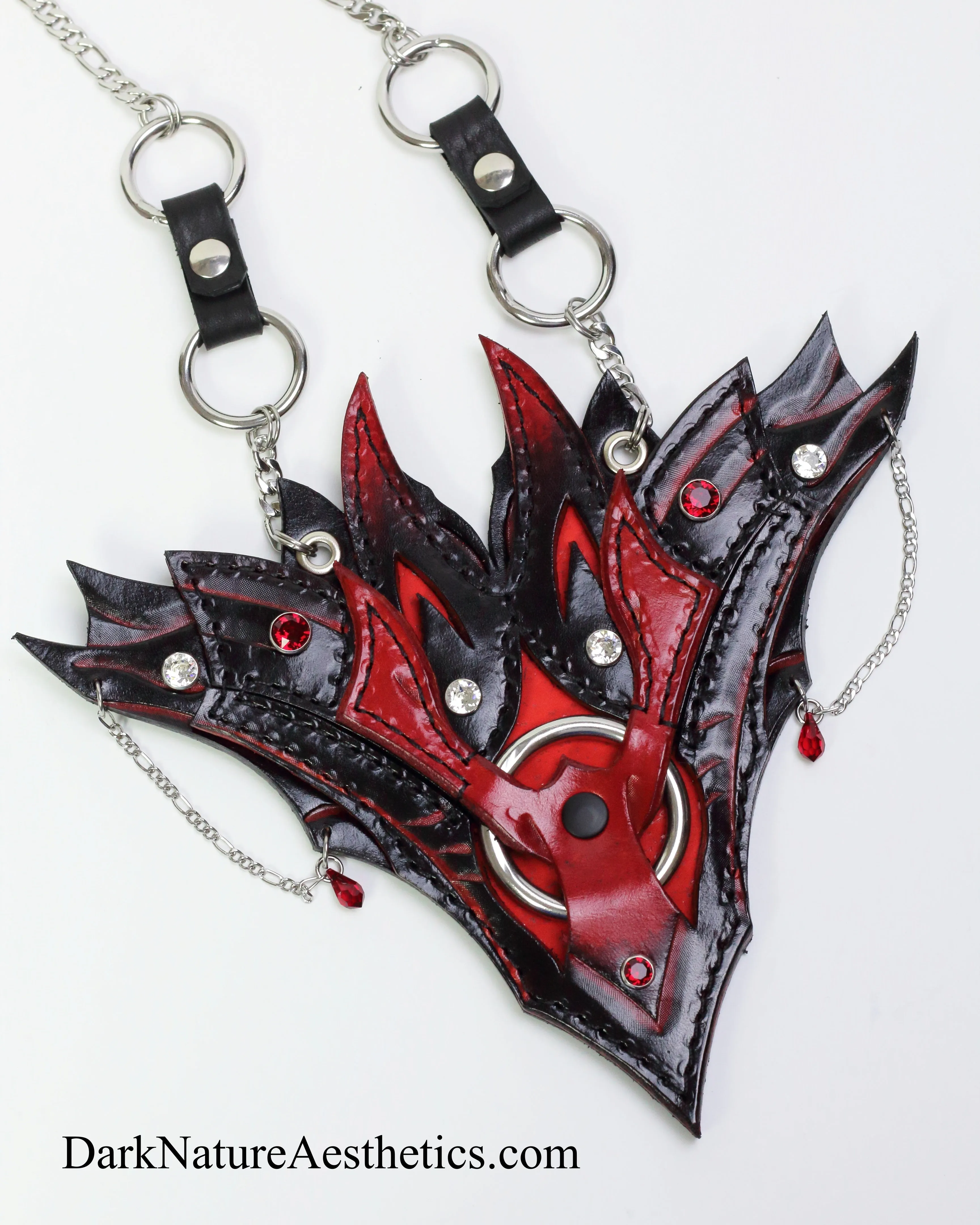 "Obsession" Red/Black Leather Necklace