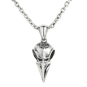 Raven Bone Skull Sterling Silver Gothic Pendant