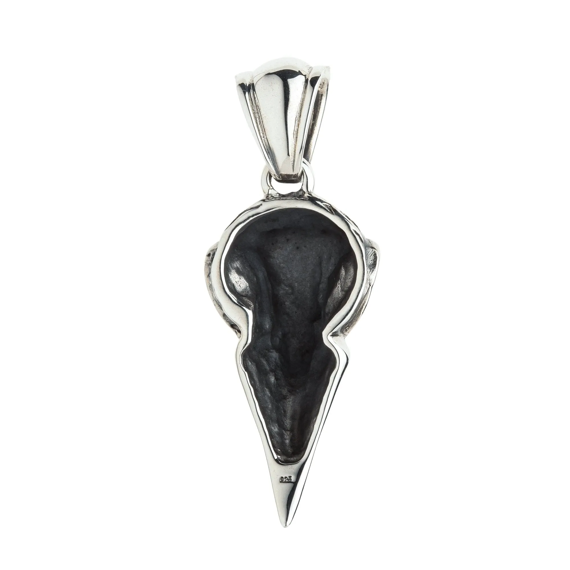 Raven Bone Skull Sterling Silver Gothic Pendant