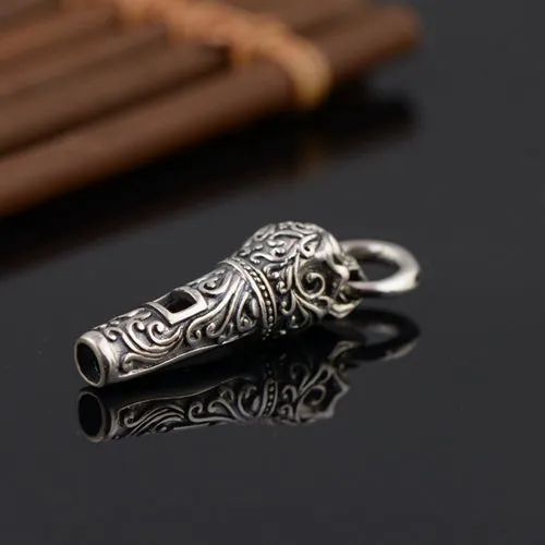 Real 925 Sterling Silver Pendant Whistle Skull Jewelry