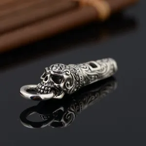 Real 925 Sterling Silver Pendant Whistle Skull Jewelry