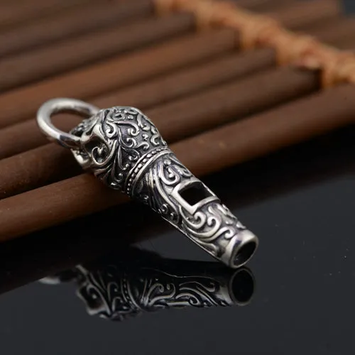 Real 925 Sterling Silver Pendant Whistle Skull Jewelry
