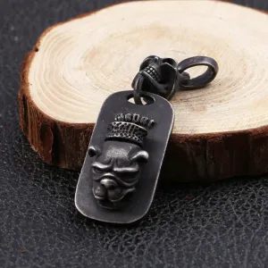 Real Solid 925 Sterling Silver Pendants Animals Dog Head Skull Punk Jewelry