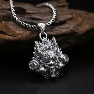Real Solid 925 Sterling Silver Pendants Dragon Skull Devil Men Fashion Jewelry