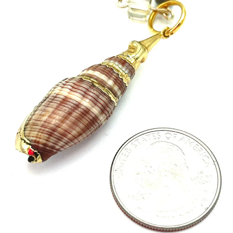 Real Tan Striped Seashell Charm Necklace