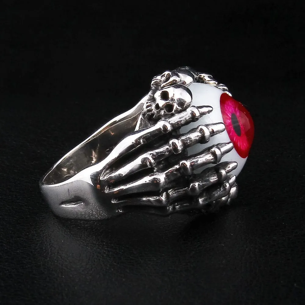 Red Eye Claw Sterling Silver Gothic Ring