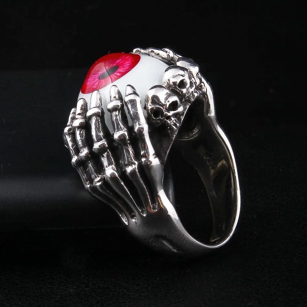 Red Eye Claw Sterling Silver Gothic Ring