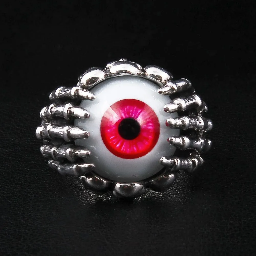 Red Eye Claw Sterling Silver Gothic Ring