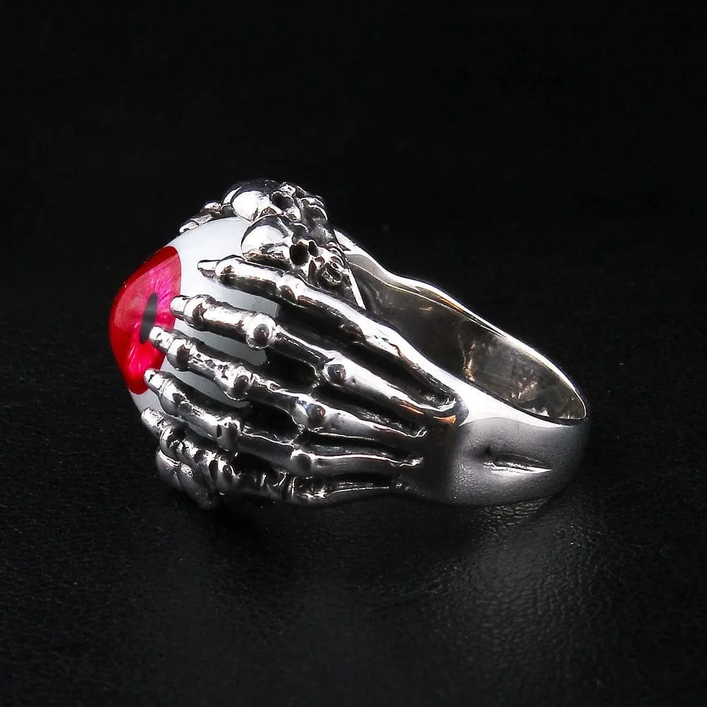 Red Eye Claw Sterling Silver Gothic Ring