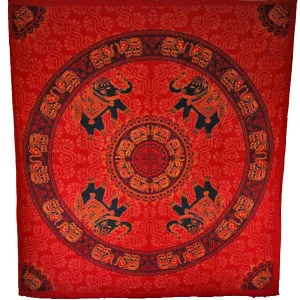 Red Grand Elephant Festival Mandala Tapestry