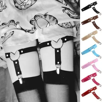 Red PU Leather Heart Garter