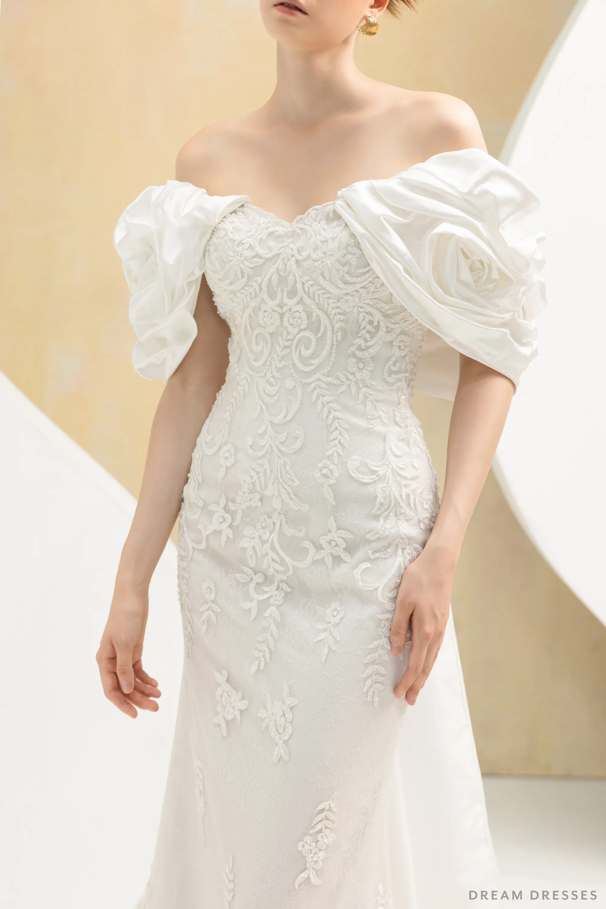 Removable Sleeves with Train for Wedding Dress (#LOUVRE)