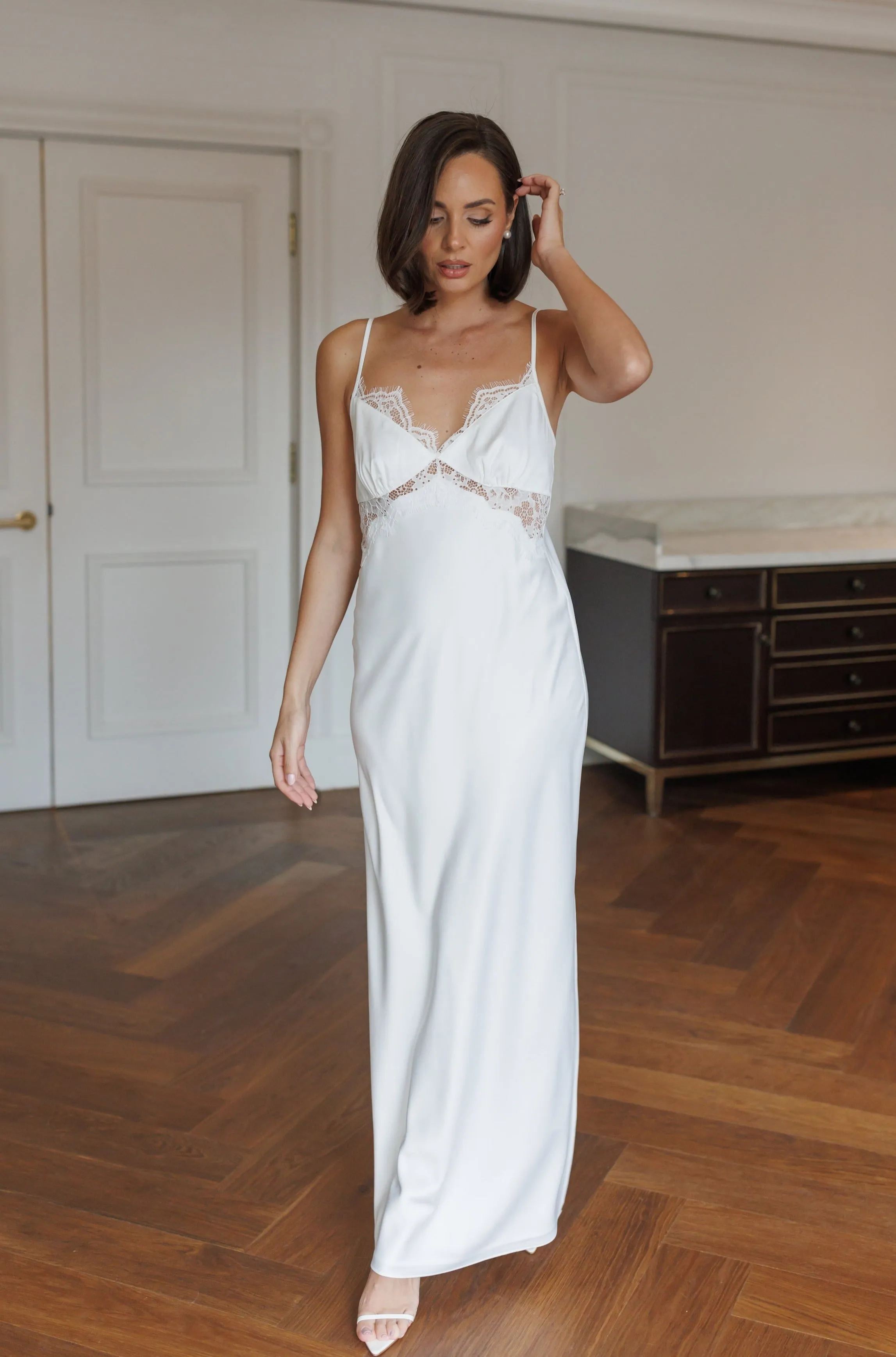 Renata Satin Lace Trim Bridal Slip