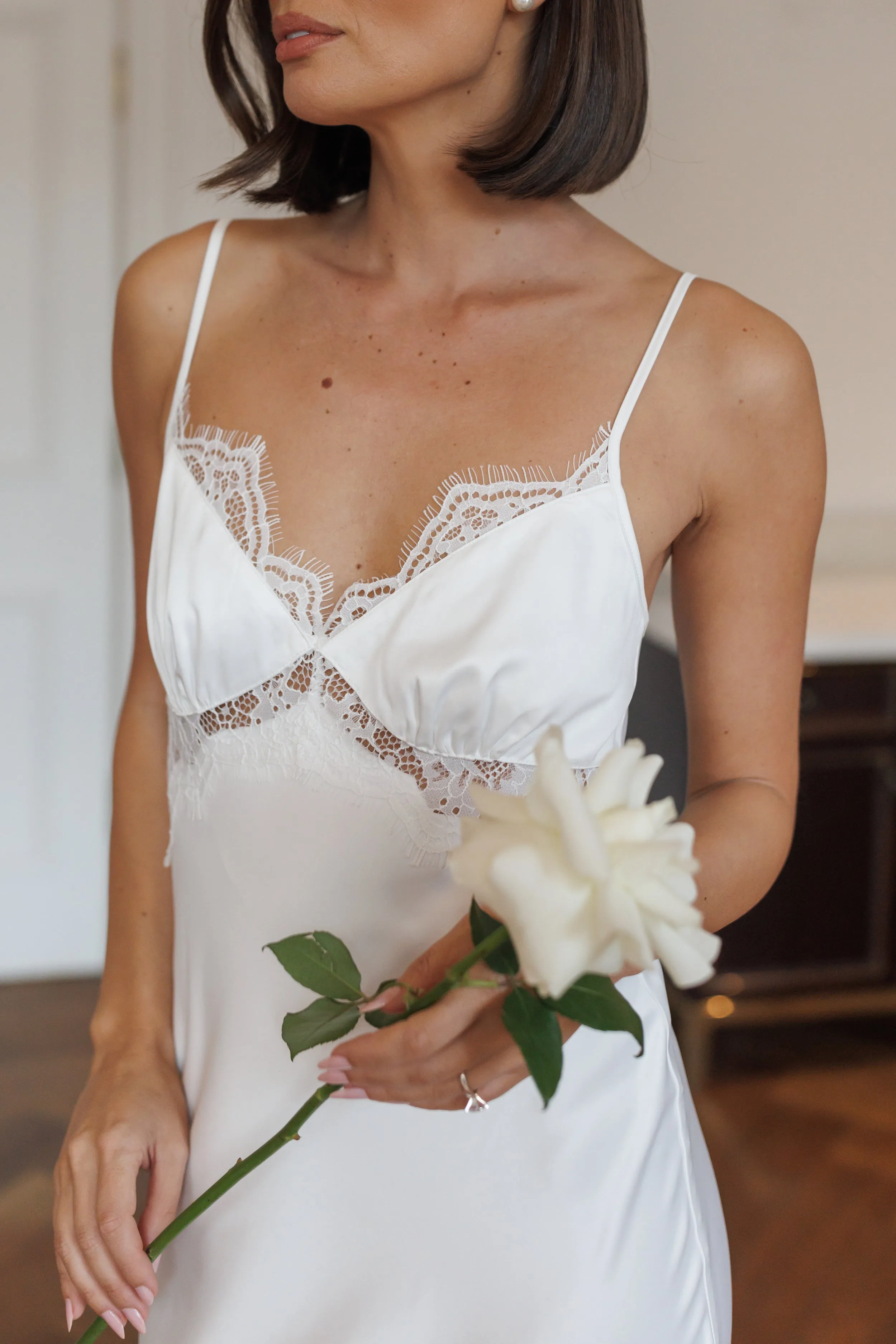 Renata Satin Lace Trim Bridal Slip