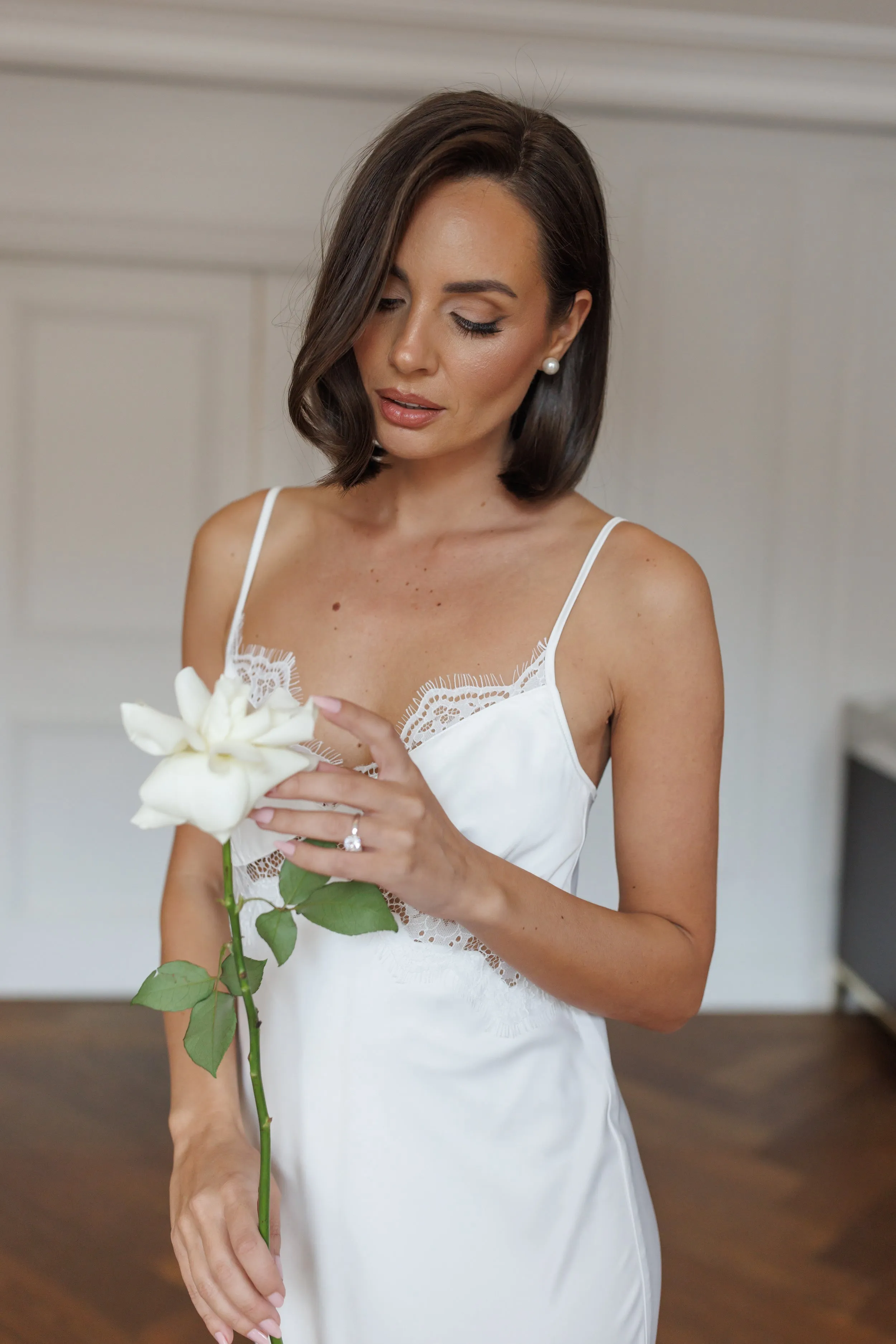 Renata Satin Lace Trim Bridal Slip