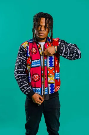 Retro Raver African Print Bomber Jacket