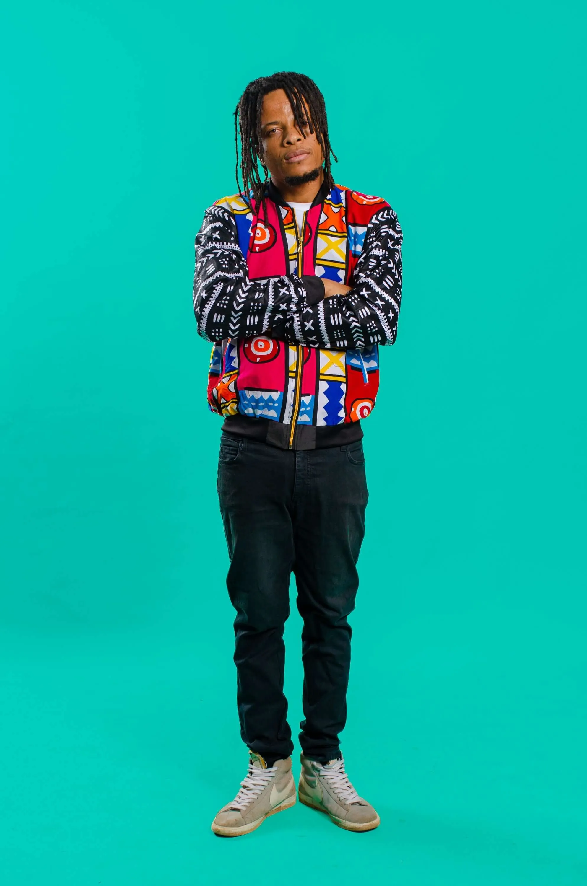 Retro Raver African Print Bomber Jacket