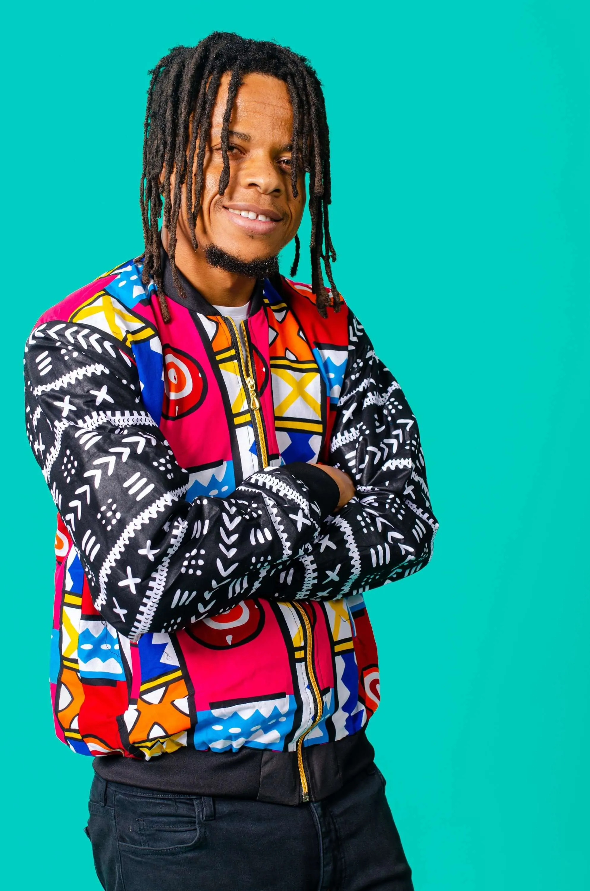 Retro Raver African Print Bomber Jacket