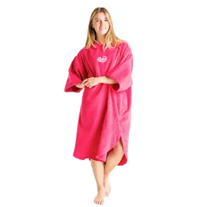 Robie Robes Adult Original Long Sleeve Towelling Beach Changing Poncho - Coral