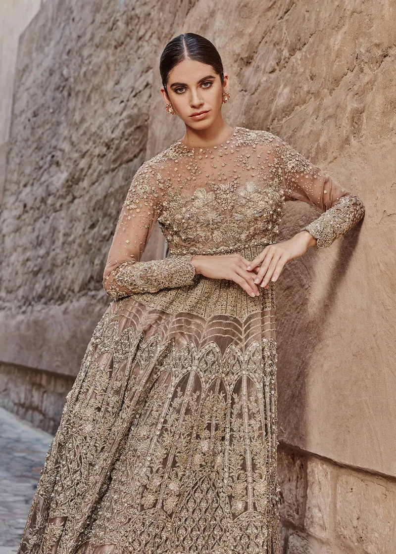 Rose Pink Lehenga Gown Pakistani Wedding Dresses