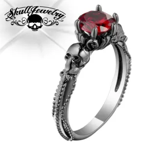 'Roxanne' Red CZ Crystal Black Gold Filled Cocktail Ring (w031)