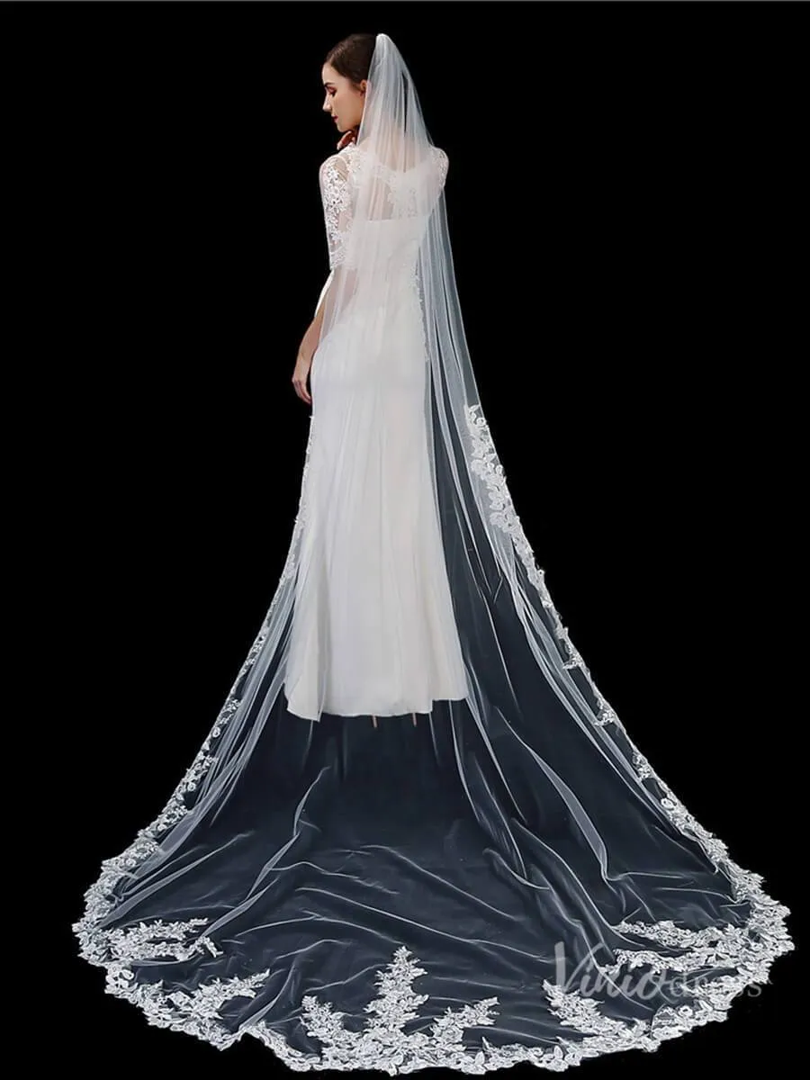 Roycebridal 1 Tier Lace Cathedral Veil Viniodress TS1916