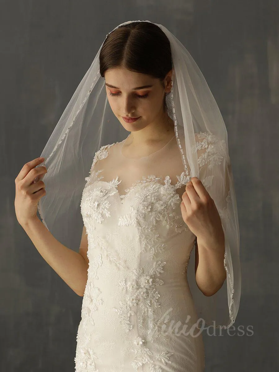 Roycebridal Beaded Wedding Veils Bridal Accessories AC1014