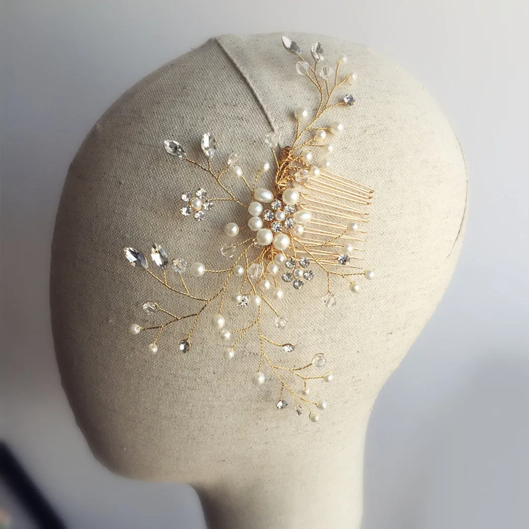 Roycebridal Bridal Comb Gold and Veil