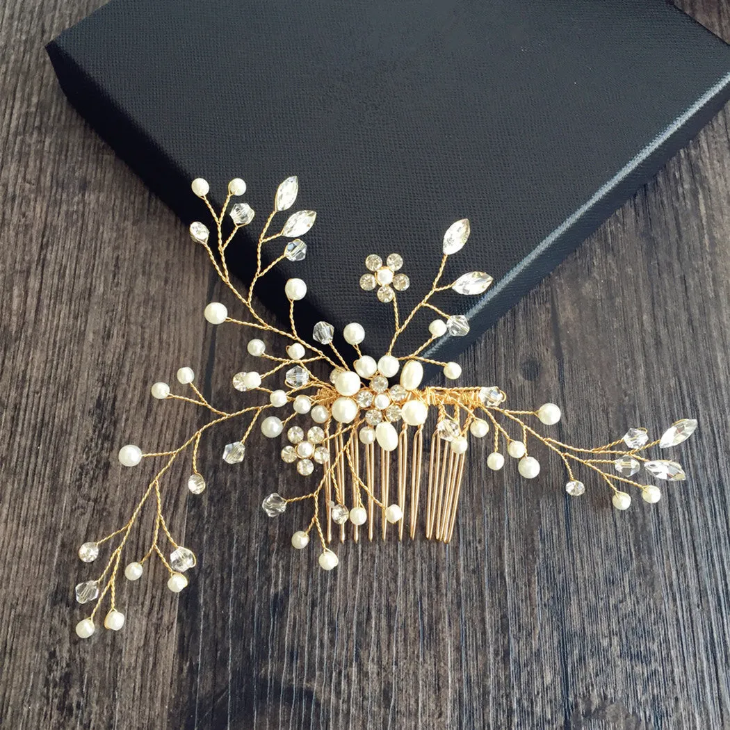 Roycebridal Bridal Comb Gold and Veil